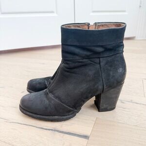 Clarks Womens‎ Leather Ankle Boots Size 8.5M Black Block Heel Western Boho Chic